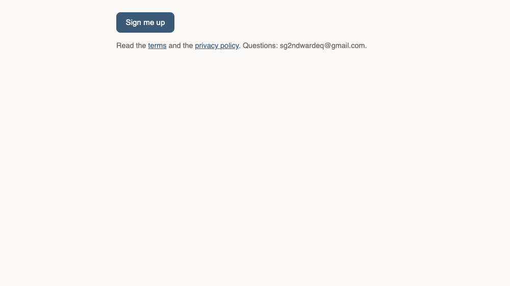 The sign-up form, showing the unticked consent box and its wording